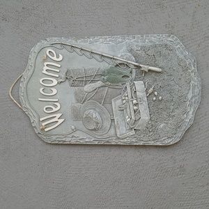 Welcome Fish Decor Sign Ceramic Wall Hanging 13in